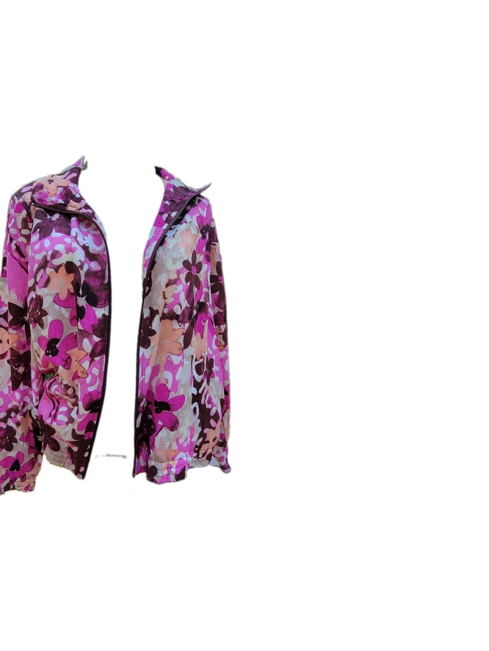 Koret Womens Large Y2K Windbreaker 90's Retro Jacket Floral Print Bedazzled Coat